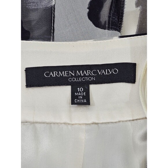 LM Women's 10 Carmen Marc Valvo 100% Silk Black & White A-Line Dressy‎ Skirt EUC - Picture 6 of 8